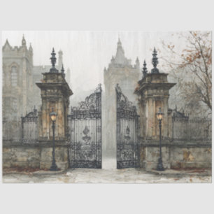 Decoupage Weathered Iron Gate Castle In Ireland  Tissue Paper
