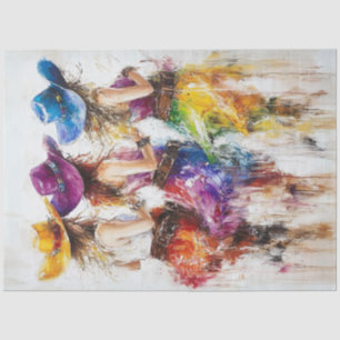 Decoupage Western Cowgirls Vibrant Colours Dancing Tissue Paper