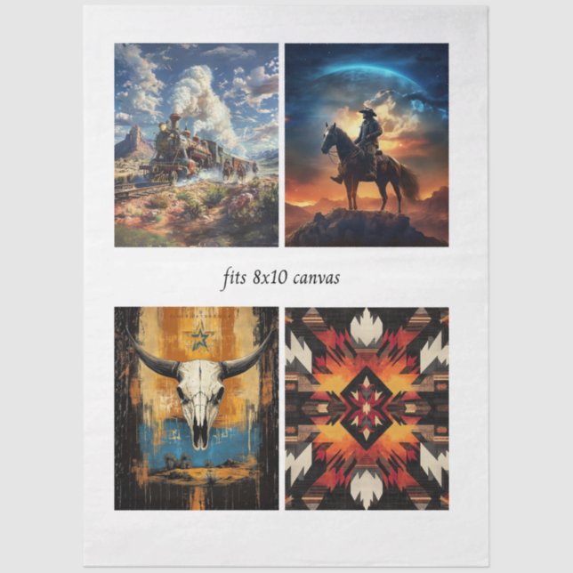 Decoupage Western & Tribal 8x10 Canvas Designs  Tissue Paper (Front)