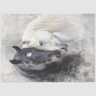 Decoupage Whimsical Abstract Black White Horse Tissue Paper