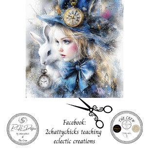 Decoupage Whimsical Alice Adventure & Rabbit  Tissue Paper