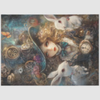 Decoupage Whimsical Alice Wonderland Rabbits