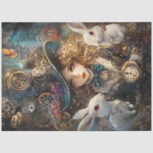 Decoupage Whimsical Alice Wonderland Rabbits Tissue Paper