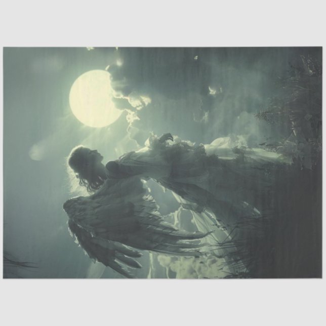 Decoupage Whimsical Angelic Angel Waiting  Tissue Paper (Front)