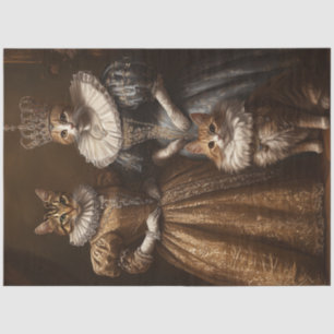 Decoupage Whimsical Artistic Portrait Cat Family  Tissue Paper