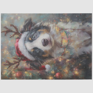 Decoupage Whimsical Australian Shepard Christmas Tissue Paper
