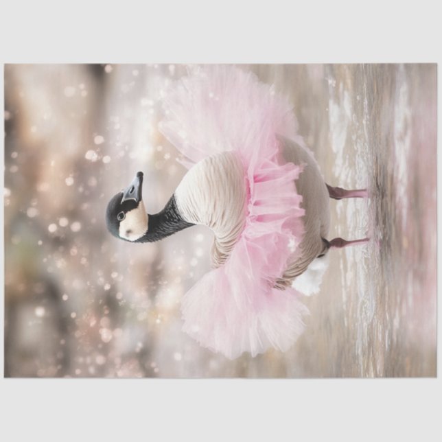Decoupage Whimsical Canadian Goose in Tutu Tissue Paper (Front)