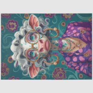 Decoupage Whimsical Cartoonish Lady Cow Bella Moo Tissue Paper