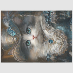 Decoupage Whimsical Cat Vintage Attire Tissue Paper