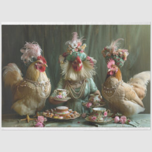 Decoupage Whimsical Chicken Tea Party  Tissue Paper