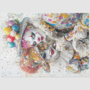 Decoupage Whimsical Clown Couple Circus Tissue Paper