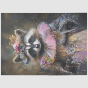 Decoupage Whimsical Colourful Dressed Racoon  Tissue Paper