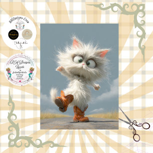 Decoupage Whimsical Dancing Cat  Tissue Paper