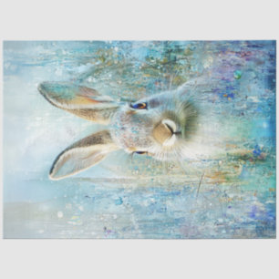 Decoupage Whimsical Digital Rabbit Portrait Tissue Paper