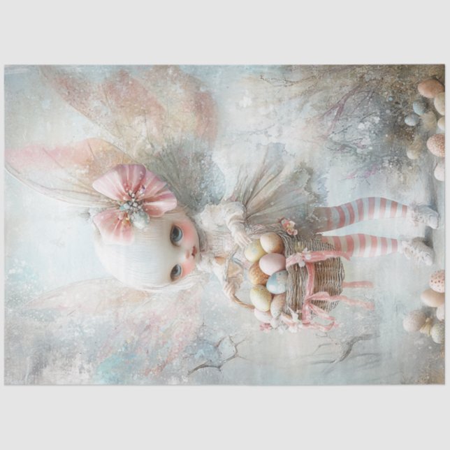 Decoupage Whimsical Easter Fairy Wings & Eggs Tissue Paper (Front)