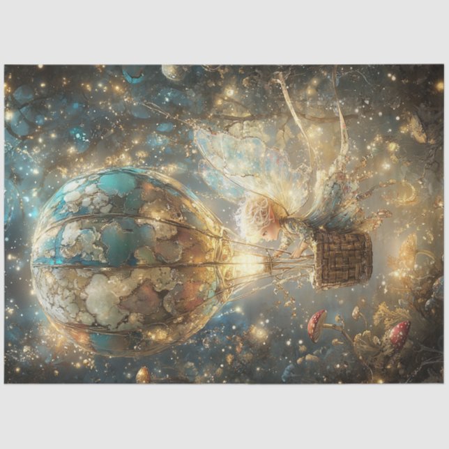 Decoupage Whimsical Fairy Enchanted Forest Balloon Tissue Paper (Front)