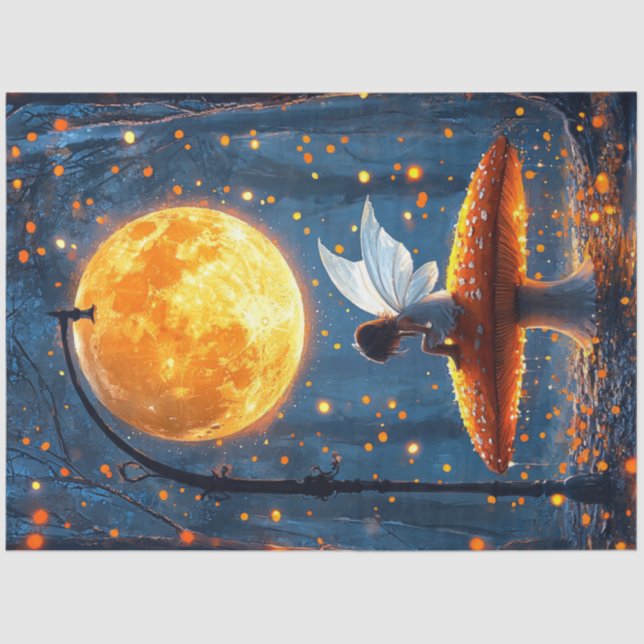 Decoupage Whimsical Fairy Glowing Mushroom  Tissue Paper (Front)