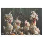 Decoupage Whimsical Farm Chickens Tea Party