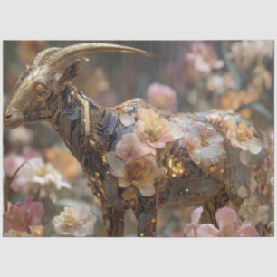 Decoupage Whimsical Floral Goat Futuristic  Tissue Paper