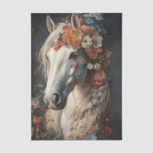 Decoupage Whimsical Flower Adorned Winning Horse Tissue Paper