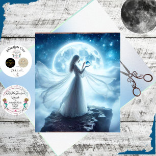 Decoupage Whimsical Full Moon Witchy Woman Tissue Paper