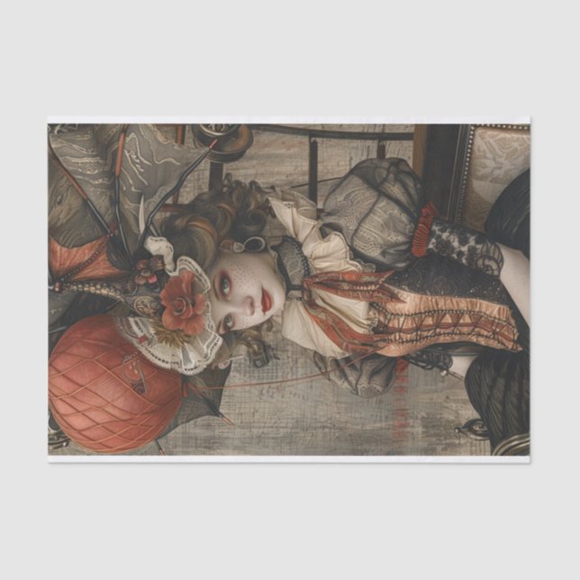 Decoupage Whimsical Gadget Galore Steampunk Girl Tissue Paper (Front)