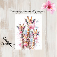 Decoupage Whimsical Giraffes Blowing Bubbles