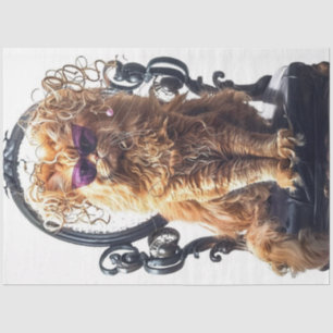Decoupage Whimsical Glamourous Cat at Salon Tissue Paper