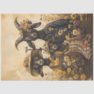 Decoupage Whimsical Goat Family Farmers Tissue Paper