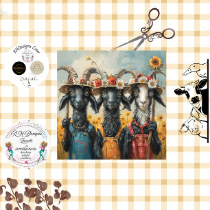Decoupage Whimsical Goat Farming Sisters Tissue Paper