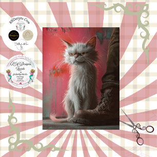 Decoupage Whimsical Grumpy Cat Personalised  Tissue Paper