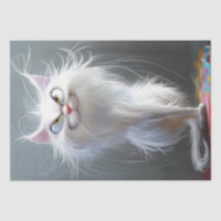 Decoupage Whimsical Grumpy Long Haired Cat