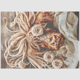 Decoupage Whimsical Highland Cow Dreadlocks Straw  Tissue Paper