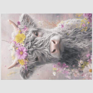 Decoupage Whimsical Highland Cow Floral Crown  Tissue Paper