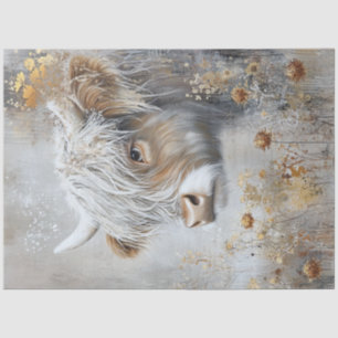 Decoupage Whimsical Highland Cow Flowers  Tissue Paper