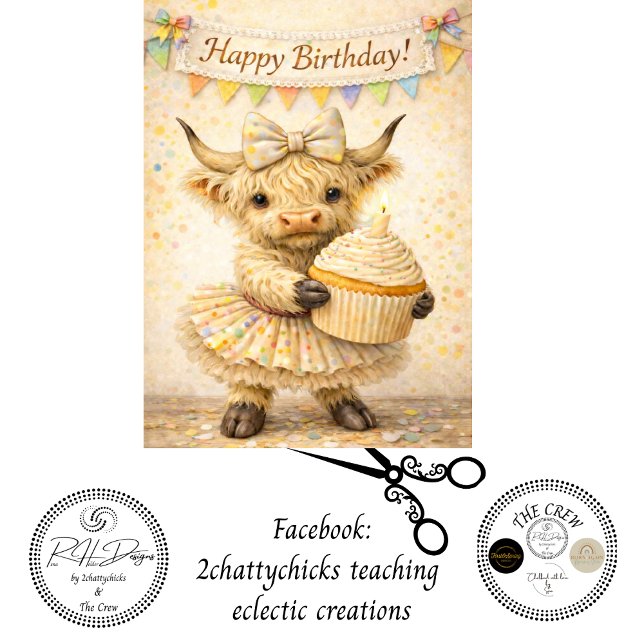 Decoupage Whimsical Highland Cupcake Birthday  Tissue Paper (Creator Uploaded)