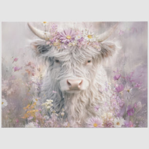 Decoupage Whimsical Highland Pink Lilac Flowers  Tissue Paper