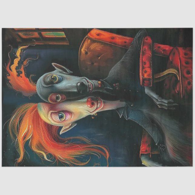 Decoupage Whimsical Illustration Character Faces Tissue Paper (Front)