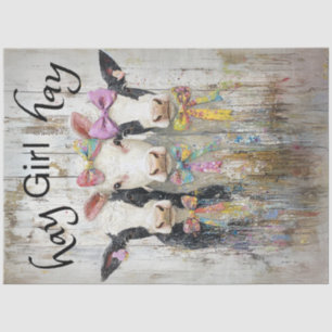 Decoupage Whimsical Jersey Calves Hay Girl Hay Tissue Paper