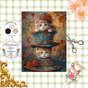 Decoupage Whimsical Kittens Fall Festival  Tissue Paper
