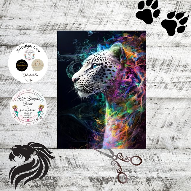 Decoupage Whimsical Leopard Vibrant Swirling Colou Tissue Paper (Creator Uploaded)