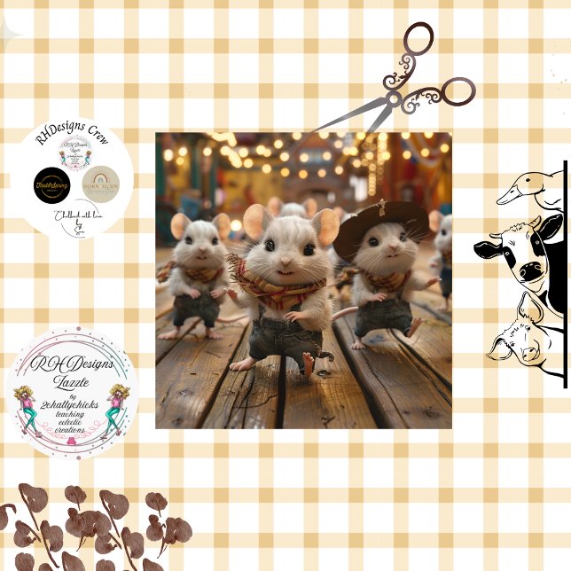 Decoupage Whimsical Line Dancing Mice Tissue Paper (Creator Uploaded)