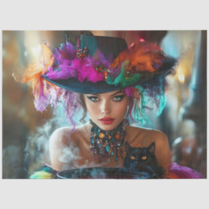 Decoupage Whimsical Magical Good Witch  Tissue Pap Paper