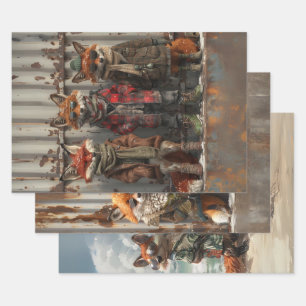 Decoupage Whimsical Mischievous Bretz FoxBrothers  Wrapping Paper Sheet