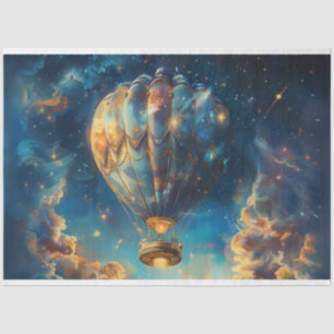 Decoupage Whimsical Night Sky Hot Air Balloon Tissue Paper