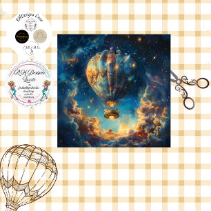 Decoupage Whimsical Night Sky Hot Air Balloon  Tissue Paper