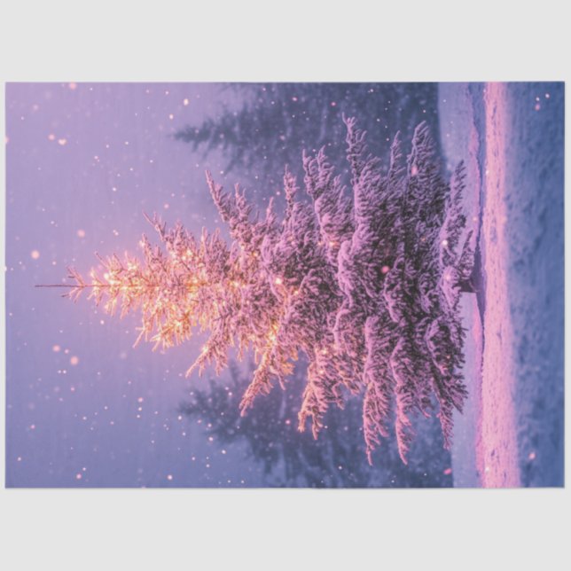 Decoupage Whimsical Pastel Pink Christmas Tree Tissue Paper (Front)