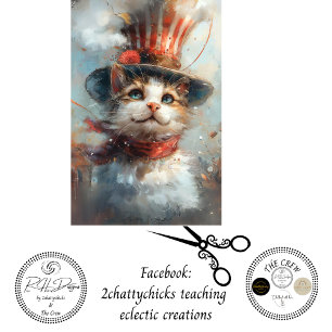 Decoupage Whimsical Patriotic Paws The Cat Tissue Paper