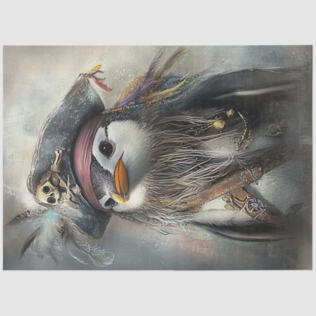 Decoupage Whimsical Penguin Is a Priate Tissue Paper (Front)