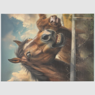 Decoupage Whimsical Photo Funny Face Horse Tissue Paper